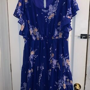 Torrid Royal Blue dress with ruffle sleeves